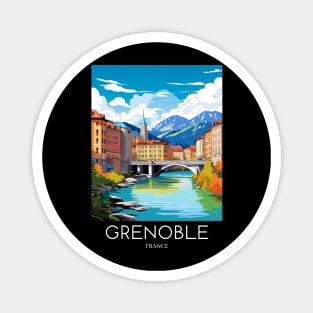 A Pop Art Travel Print of Grenoble - France Magnet